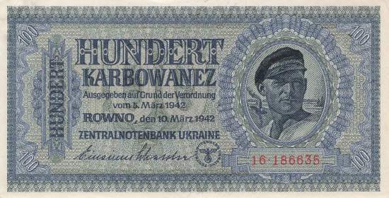 100 Karbowanez Ukraine p597a 16 1942
